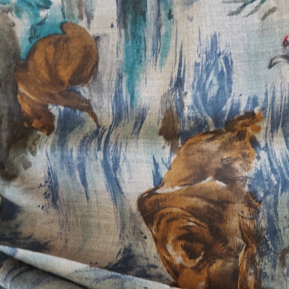 Vintage Geiger Wool Pleated Midi Skirt Nature  Animal Print Austria 42 Sz 10-12 - Picture 14 of 17